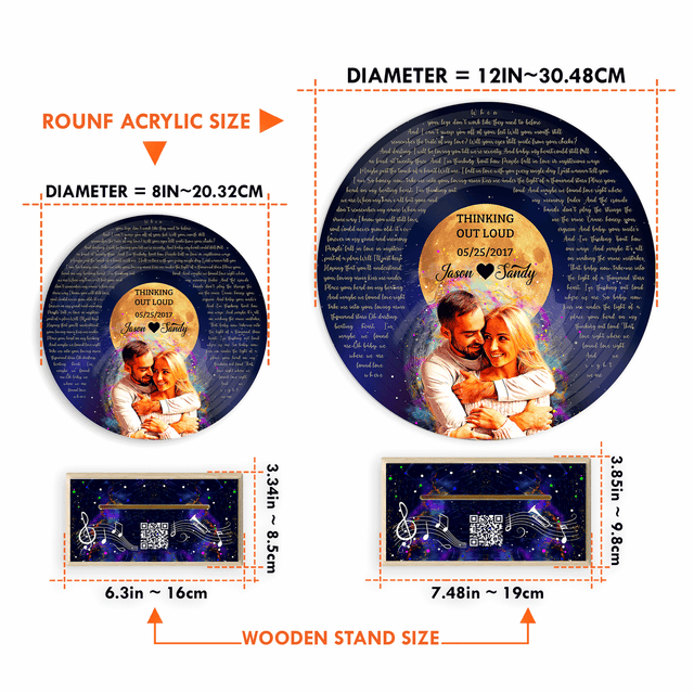 Custom Song Lyrics, Music QR Star Wood Stand, Acrylic Record