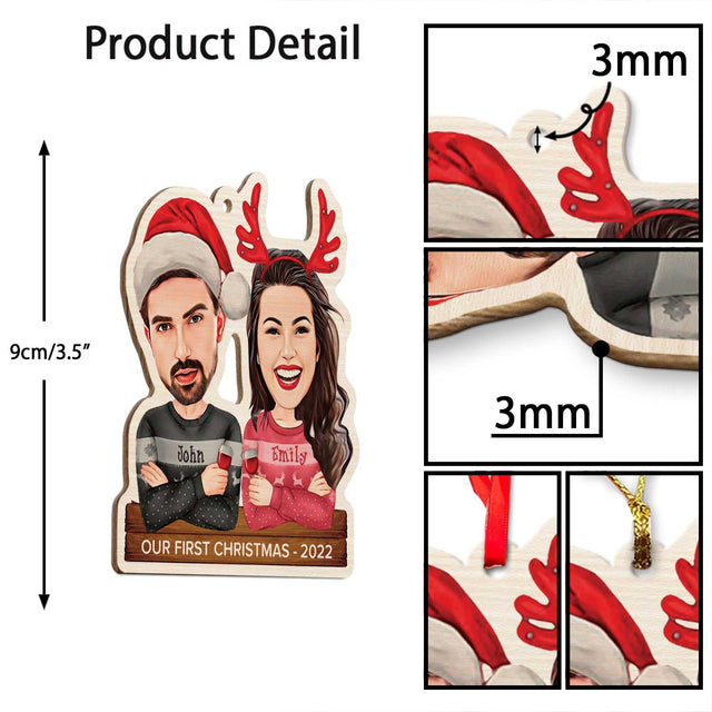 Face From Photo, Gift For Couple, Merry Christmas, Shape Ornament 2 Sides