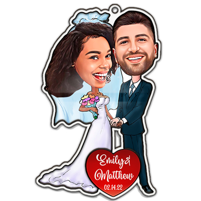 Custom Face From Photo, Bride and Groom, Christmas Shape Ornament 2 Layer
