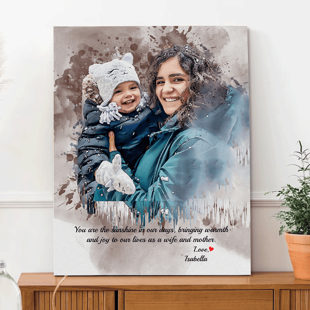 Custom Portrait From Photo, Watercolor Painting Canvas Wall Art