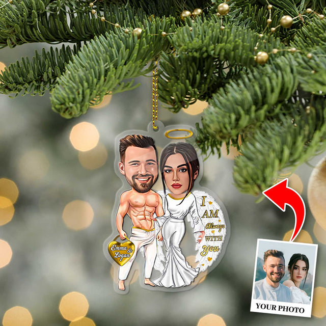 Face From Photo, Gift For Couple, White Angle 2, Shape Ornament 2 Sides
