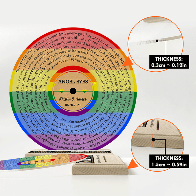 Custom Song Lyrics, LGBT Wood Stand, Acrylic Vinyl Record