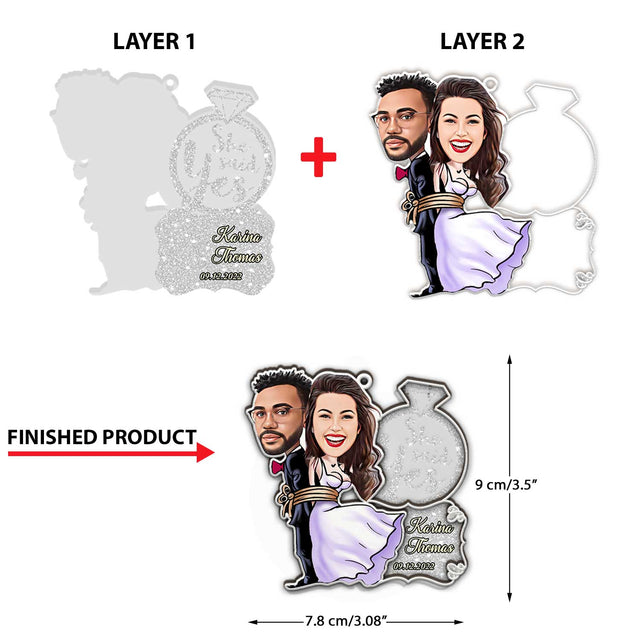 She Said Yes, Custom Face From Photo, Christmas Shape Ornament 2 Layer