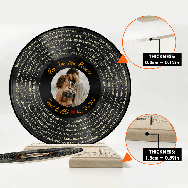 Custom Song Lyrics, QR Wooden Stand, Acrylic Record