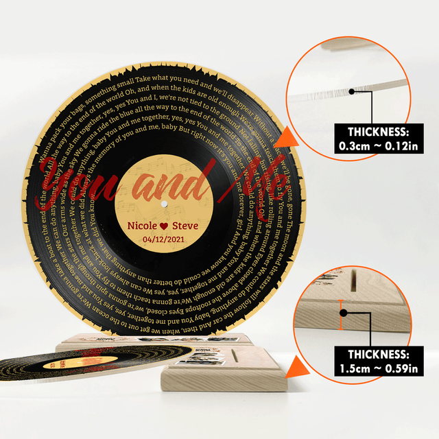 Custom Song Lyrics, QR 3 Photos Wood Stand, Acrylic Record