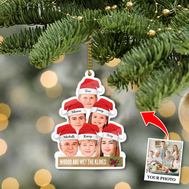 Custom Face From Photo, Christmas Hat, Shape Ornament 2 Sides