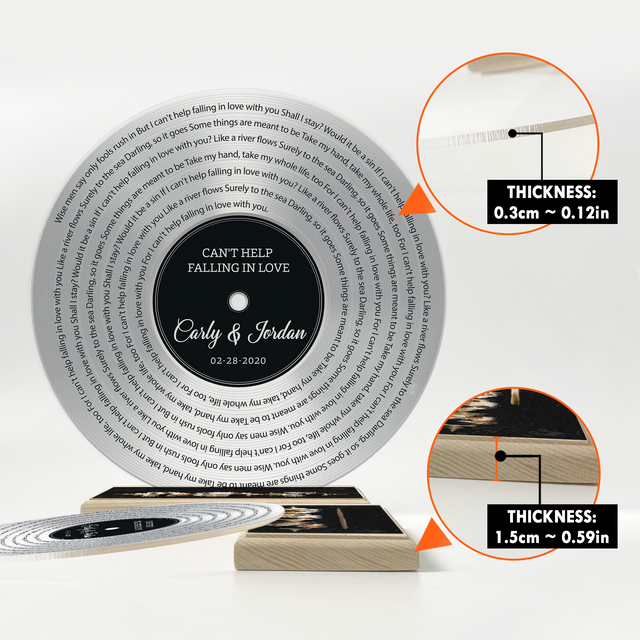 Custom Song Lyrics & Upload Photos Silver, Acrylic Record