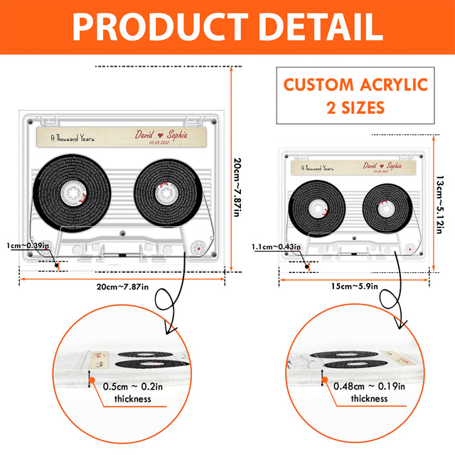 Personalized Song Lyrics with Cassette Tape - Led Light