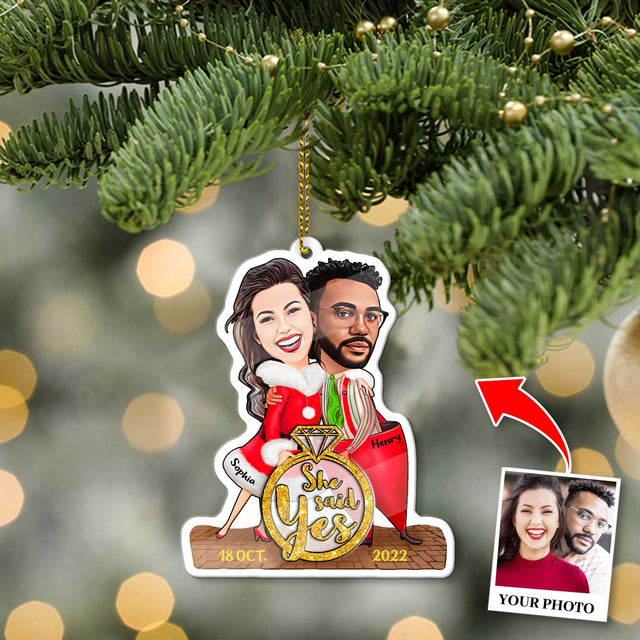 Custom Face From Photo, Gift For Couple, Christmas Ring, Shape Ornament 2 Sides