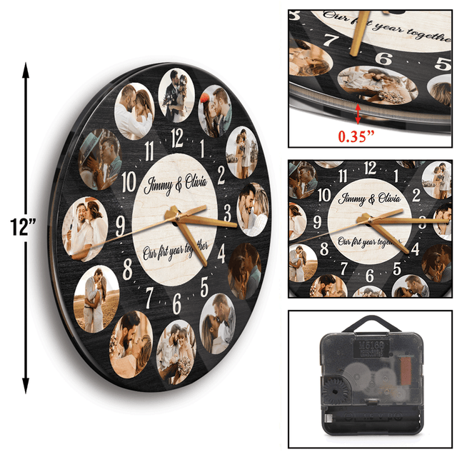 Custom Name And Text, Our First Year Together Wall Clock