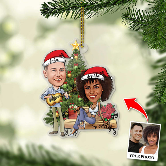 Custom Face From Photo, Gift For Couple, Shape Ornament 2 Sides