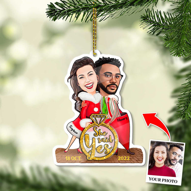 Custom Face From Photo, Gift For Couple, Christmas Ring, Shape Ornament 2 Sides