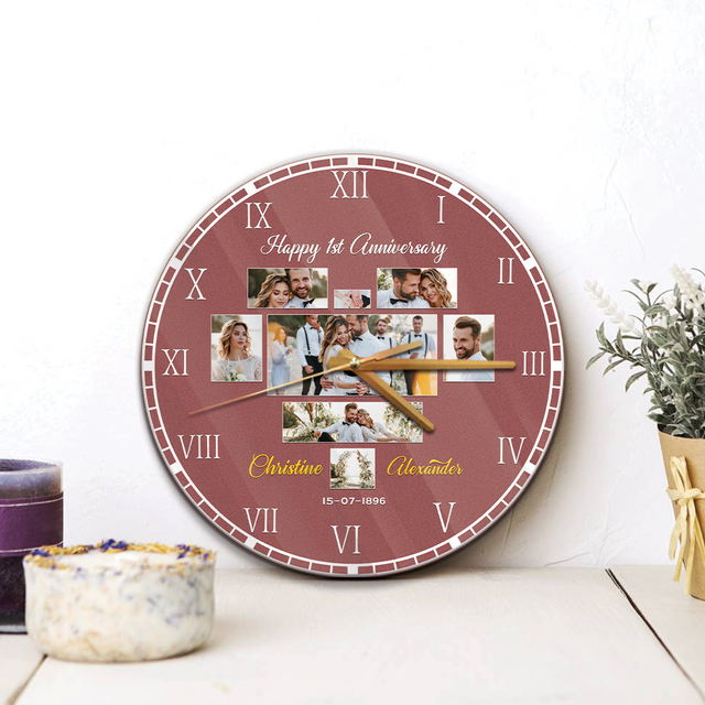 Custom Happy 1st Anniversary, Wall Clock