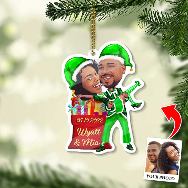 Custom Face From Photo, Gift For Couple, Christmas, Shape Ornament 2 Sides
