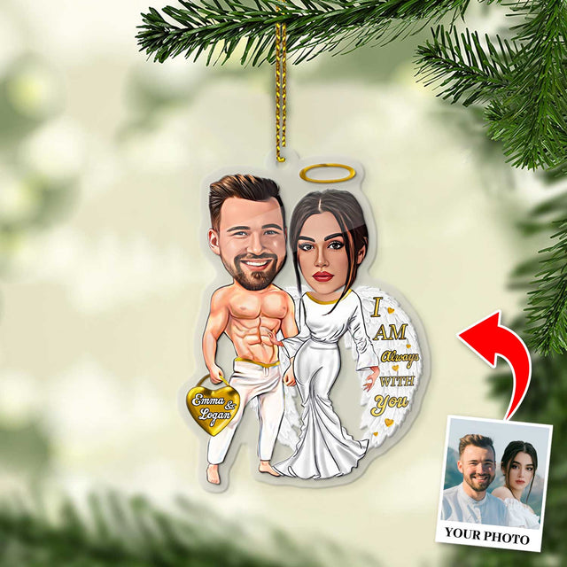 Face From Photo, Gift For Couple, White Angle 2, Shape Ornament 2 Sides