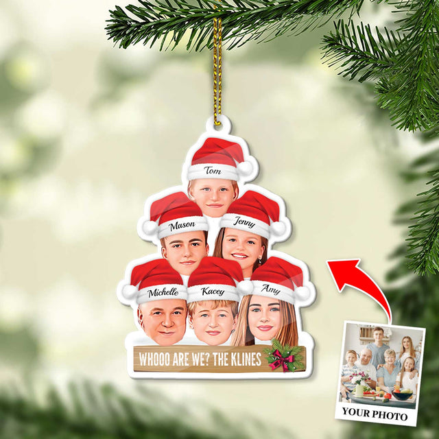 Custom Face From Photo, Christmas Hat, Shape Ornament 2 Sides