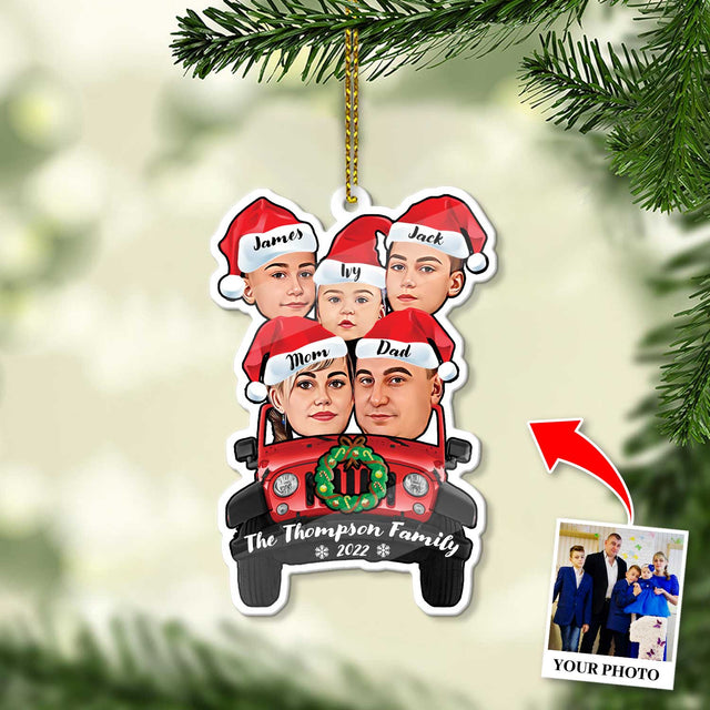 Custom Face From Photo, SUV Family, Shape Ornament 2 Sides