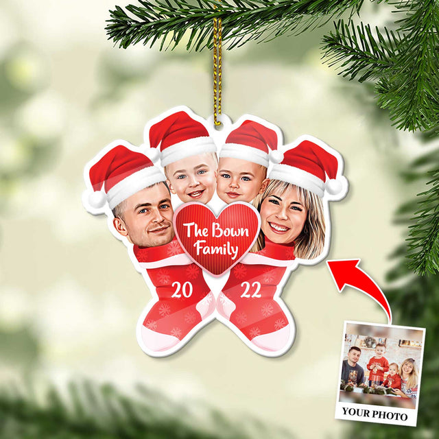 Custom Face From Photo, Stocking Christmas Shape Ornament 2 Sides