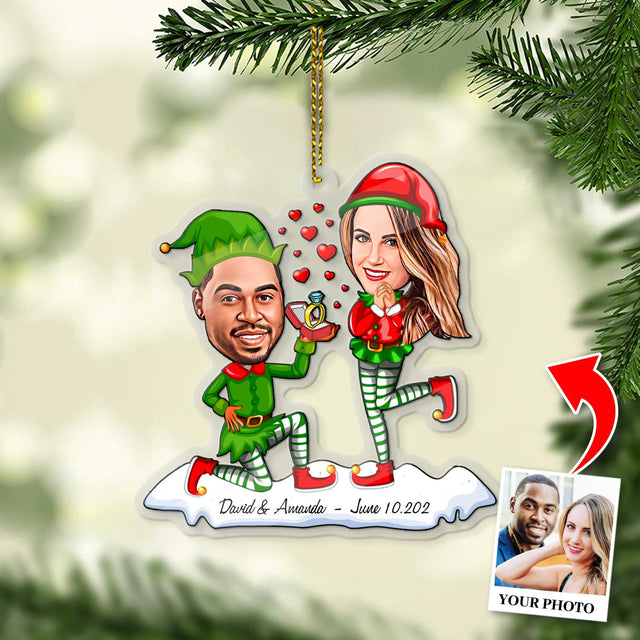 Custom Face From Photo, Gift For Couple, Christmas Marry Me, Shape Ornament 2 Sides