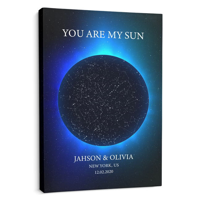 Custom Star Map Print Deep Blue Galaxy Background Canvas