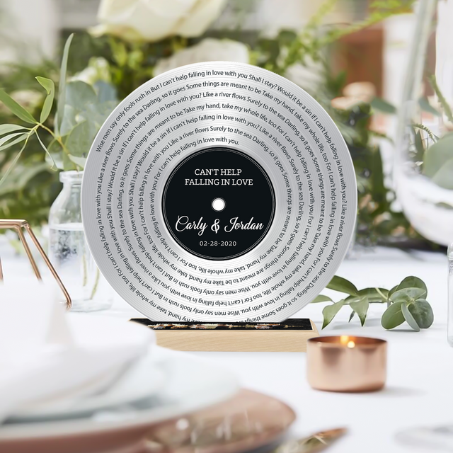 Custom Song Lyrics & Upload Photos Silver, Acrylic Record