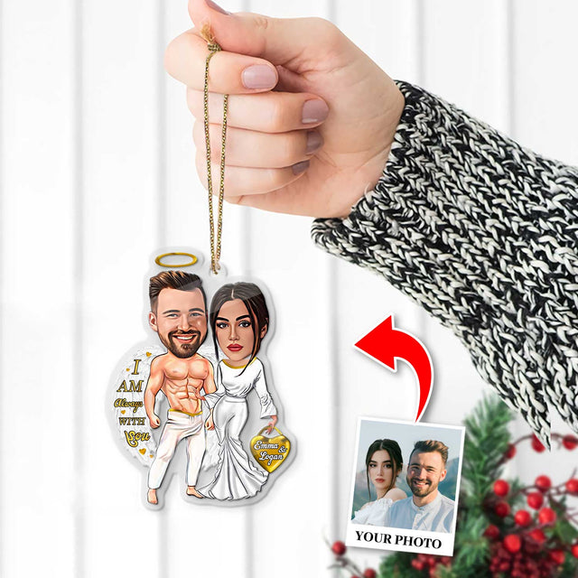 Custom Face From Photo, Gift For Couple, White Angle, Shape Ornament 2 Sides