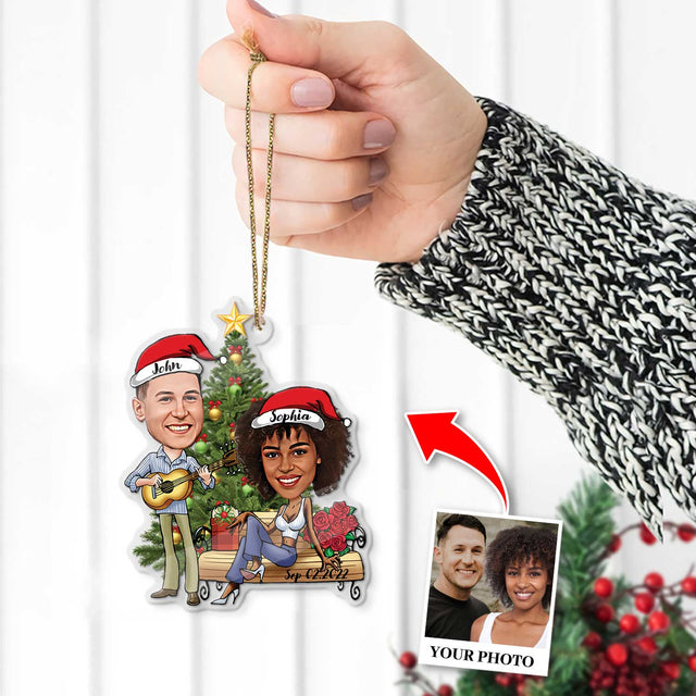 Custom Face From Photo, Gift For Couple, Shape Ornament 2 Sides