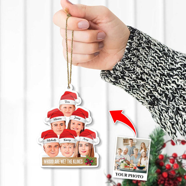 Custom Face From Photo, Christmas Hat, Shape Ornament 2 Sides