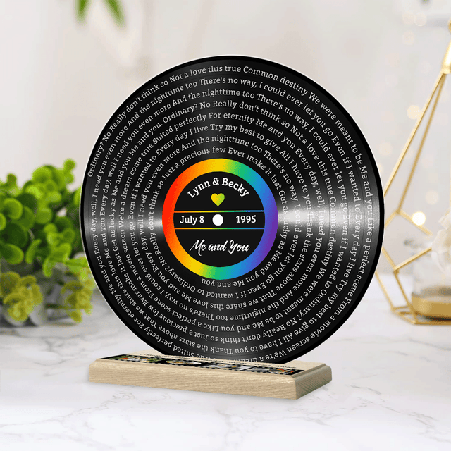 Custom Song Lyrics, Rainbow Wooden Stand, Acrylic Record