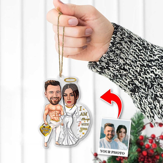 Face From Photo, Gift For Couple, White Angle 2, Shape Ornament 2 Sides