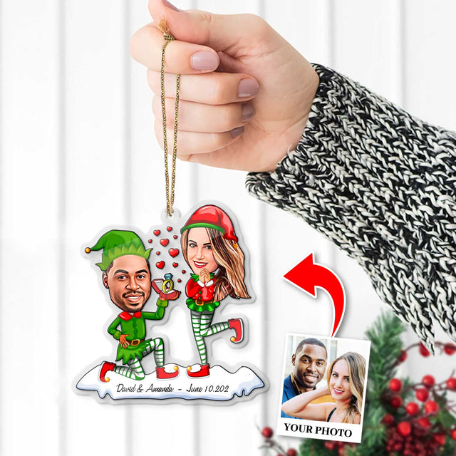 Custom Face From Photo, Gift For Couple, Christmas Marry Me, Shape Ornament 2 Sides