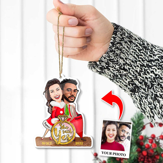 Custom Face From Photo, Gift For Couple, Christmas Ring, Shape Ornament 2 Sides
