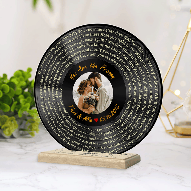 Custom Song Lyrics, QR Wooden Stand, Acrylic Record