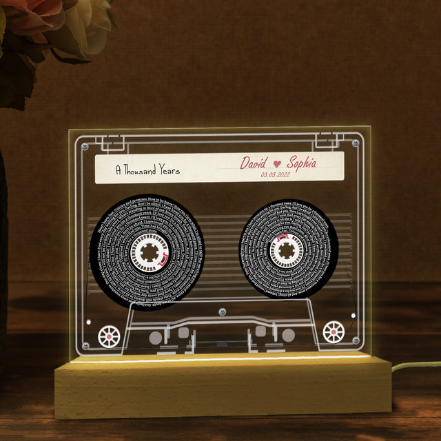 Personalized Song Lyrics with Cassette Tape - Led Light