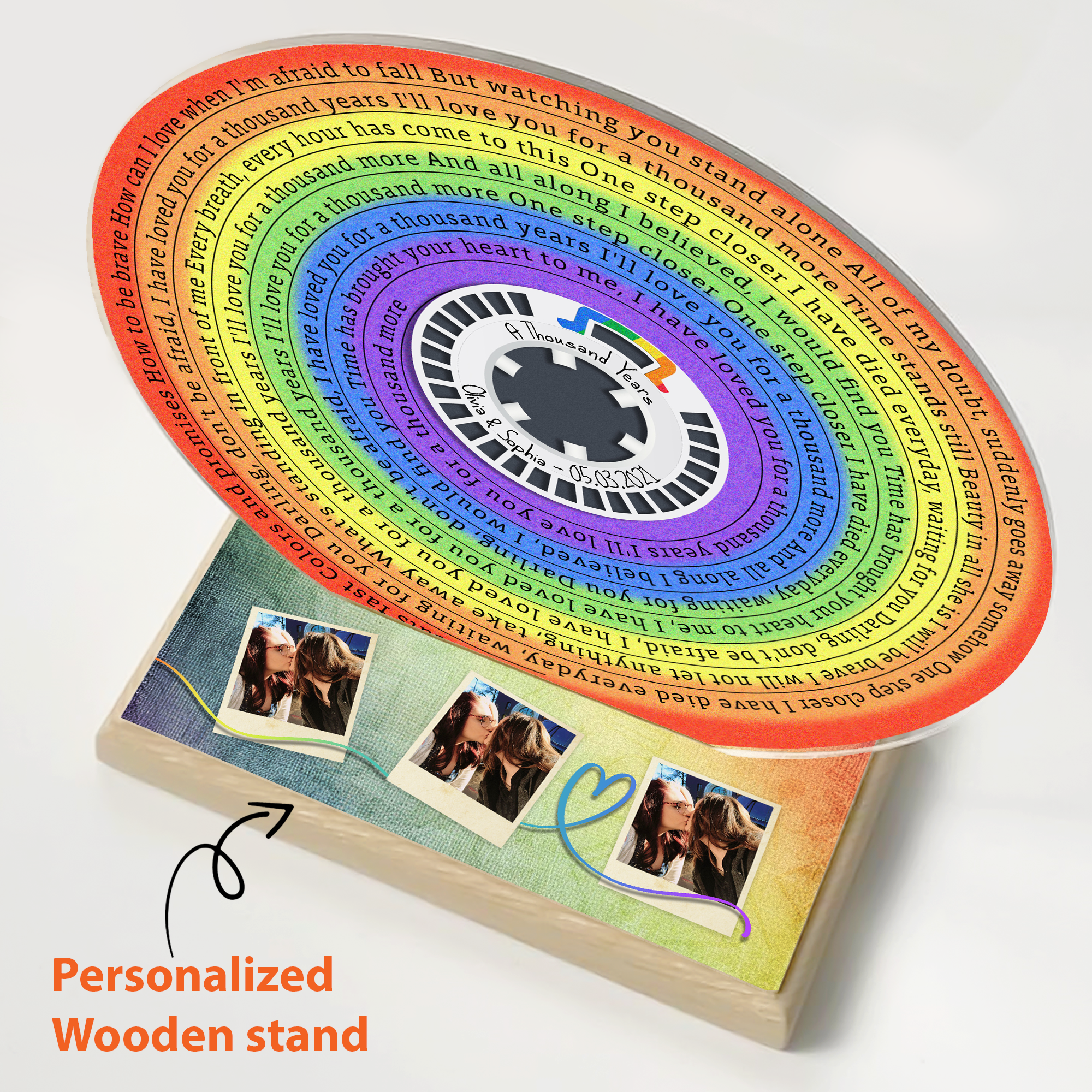 Custom Rainbow Acrylic Vinyl Record, 3 Photos Uploaded
