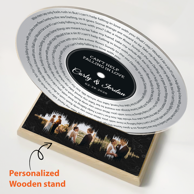 Custom Song Lyrics & Upload Photos Silver, Acrylic Record