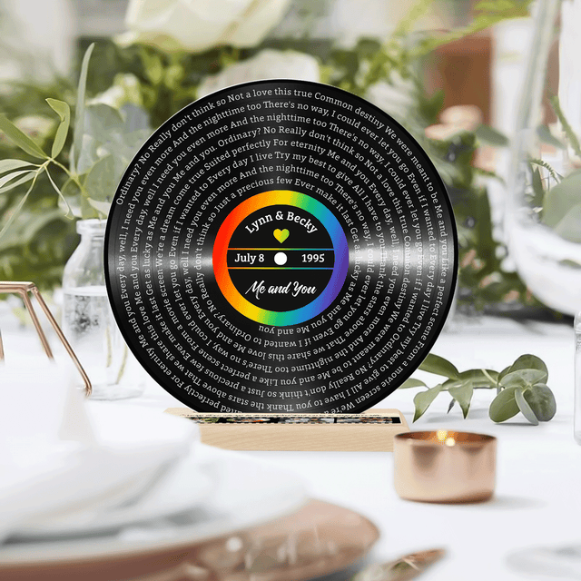 Custom Song Lyrics, Rainbow Wooden Stand, Acrylic Record