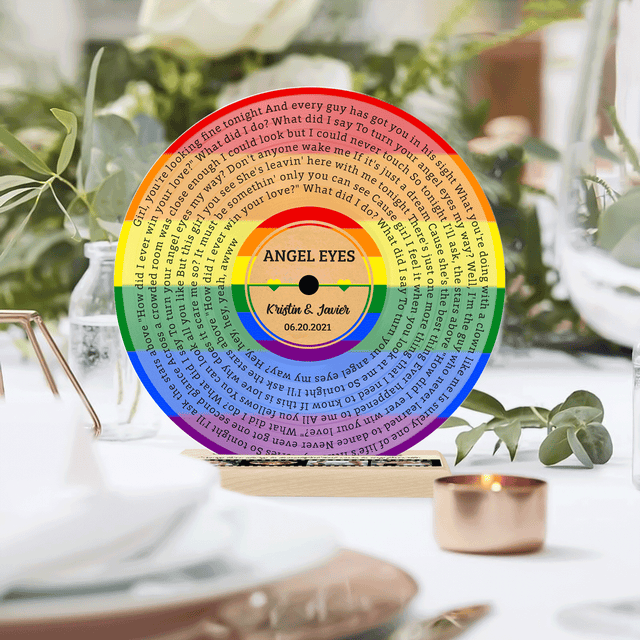 Custom Song Lyrics, LGBT Wood Stand, Acrylic Vinyl Record