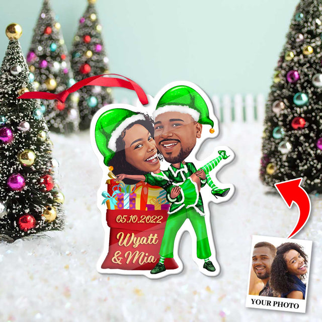 Custom Face From Photo, Gift For Couple, Christmas, Shape Ornament 2 Sides