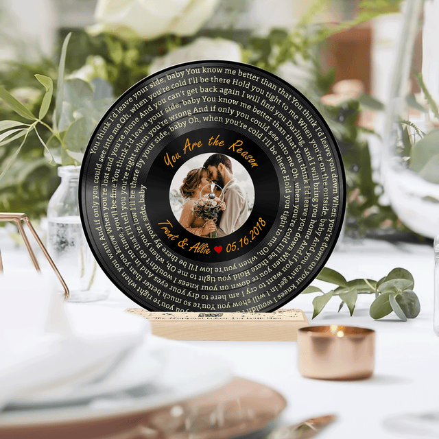 Custom Song Lyrics, QR Wooden Stand, Acrylic Record