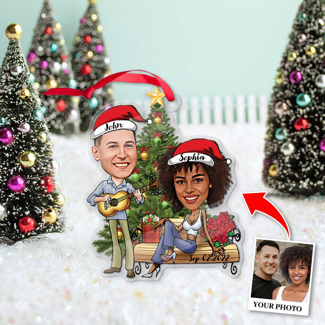 Custom Face From Photo, Gift For Couple, Shape Ornament 2 Sides