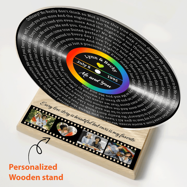Custom Song Lyrics, Rainbow Wooden Stand, Acrylic Record