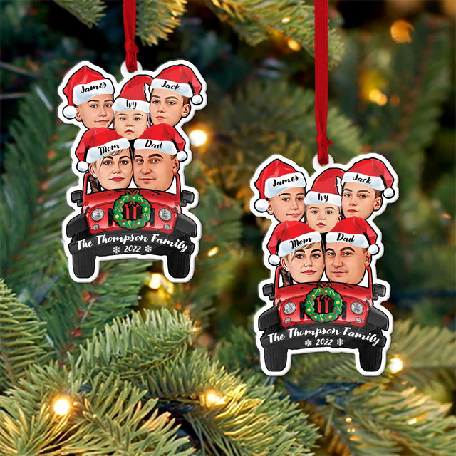 Custom Face From Photo, SUV Family, Shape Ornament 2 Sides