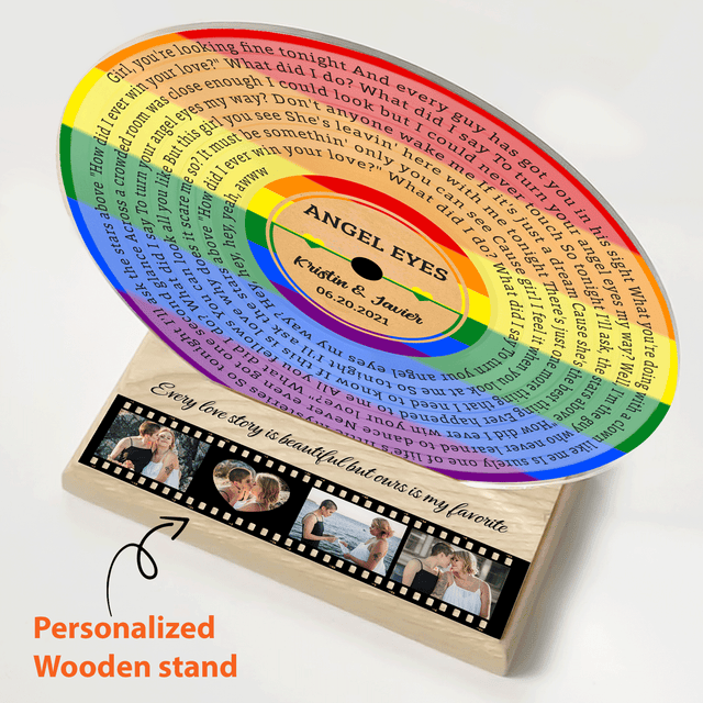 Custom Song Lyrics, LGBT Wood Stand, Acrylic Vinyl Record