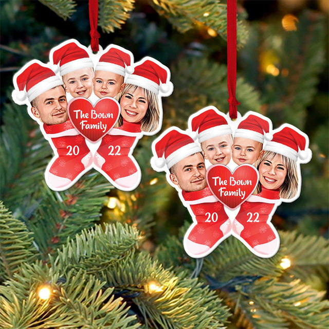 Custom Face From Photo, Stocking Christmas Shape Ornament 2 Sides