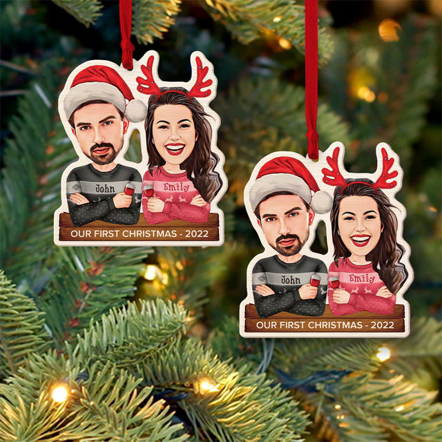 Face From Photo, Gift For Couple, Merry Christmas, Shape Ornament 2 Sides