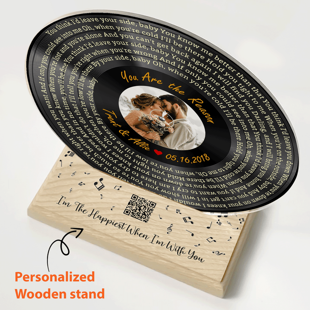 Custom Song Lyrics, QR Wooden Stand, Acrylic Record