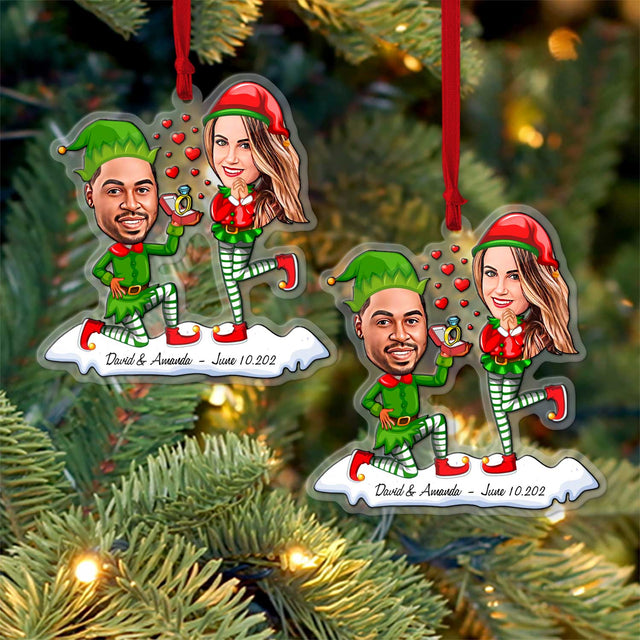 Custom Face From Photo, Gift For Couple, Christmas Marry Me, Shape Ornament 2 Sides