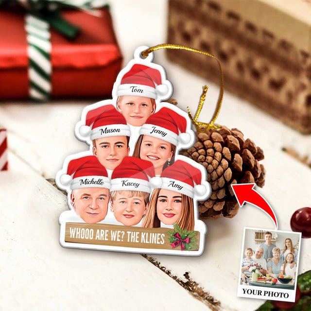 Custom Face From Photo, Christmas Hat, Shape Ornament 2 Sides