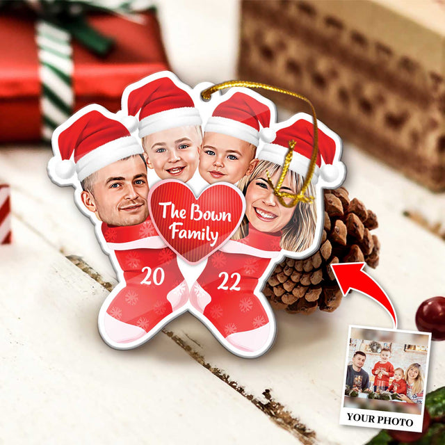 Custom Face From Photo, Stocking Christmas Shape Ornament 2 Sides
